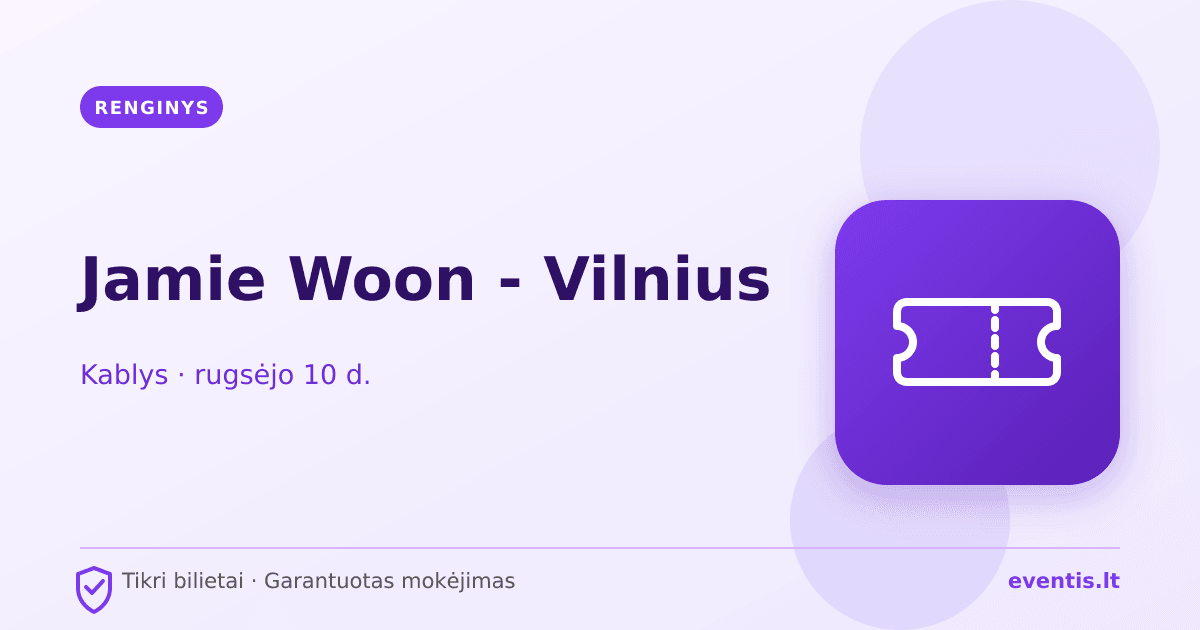 Jamie Woon - Vilnius bilietai: rugsėjo 10 d., Vilnius
