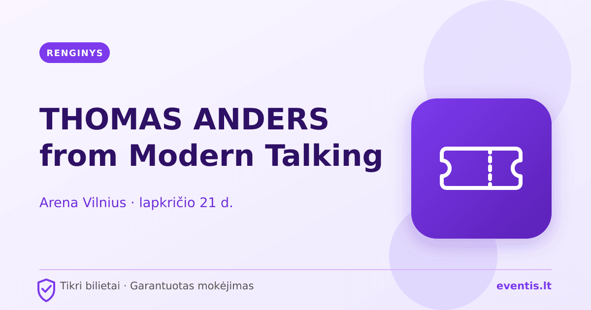 THOMAS ANDERS from Modern Talking bilietai: lapkričio 21 d., Vilnius